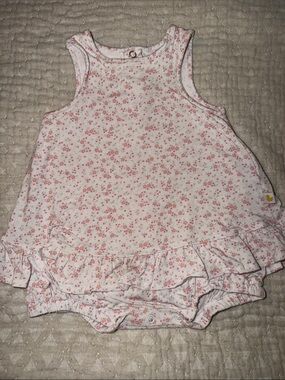 Posh Peanut Pink Floral Ruffle Diaper Cover Romper